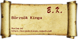 Börzsök Kinga névjegykártya